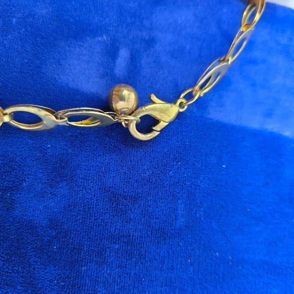 Gold Tone Double Circle Link Layered Necklace Cuban Chain 38" VIntage Fashion - Picture 7 of 9